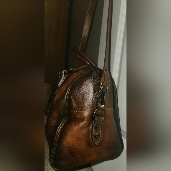 I Medici of Florence Vintage Italian Leather Satchel Handbag in Antique Cognac - Picture 14 of 16